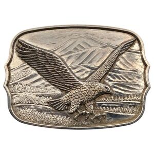 International Monetary Mint Belt Buckle Silver Tone‎ Eagle Mountain Hong Kong